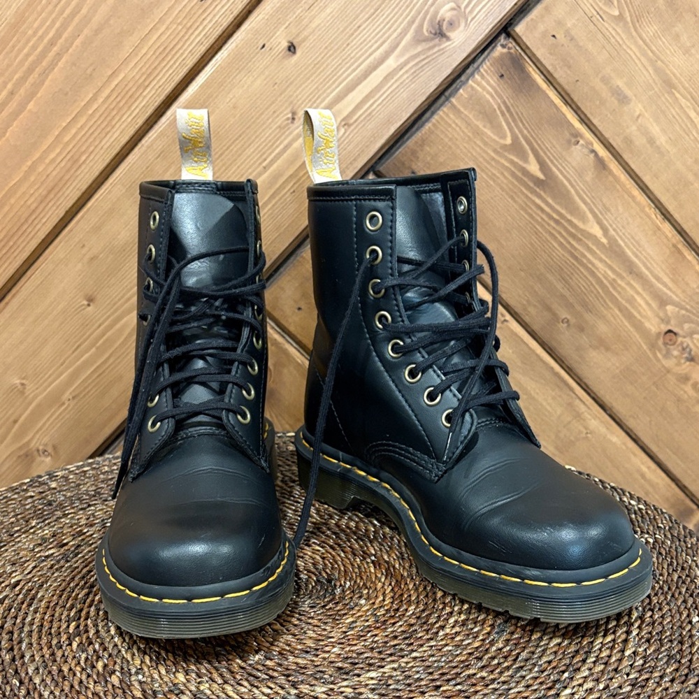 Vegan Black Dr. Martens Lace-Up Boots Size 7